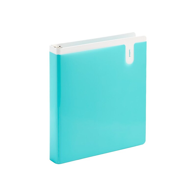 Poppin 1" 3-Ring Pocket Binder, D-Ring, Aqua (103729) image 1