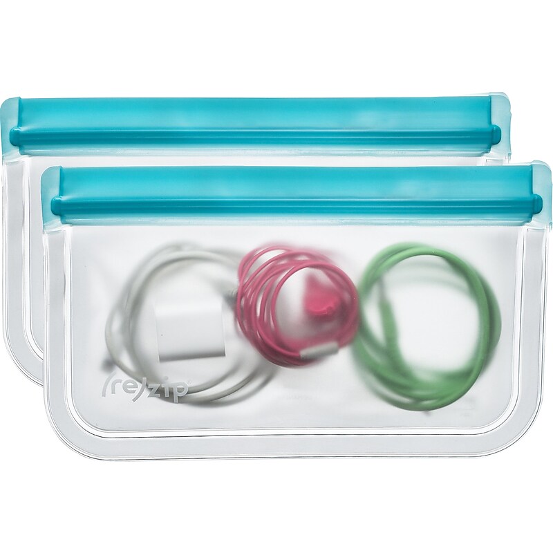 BlueAvocado (re)zip PEVA Food Bags, 5" x 8.5", Clear/Blue, 2/Pack image 1