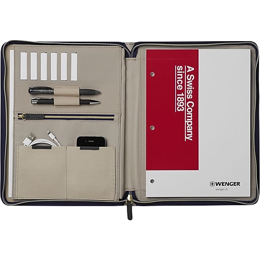 Wenger Amelie Polyester Padfolio with Zipper Closure, Navy (601565