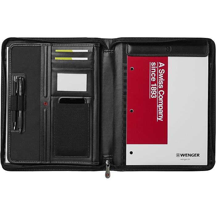 Wenger Concept Polyester Padfolio with Zipper Closure, Black