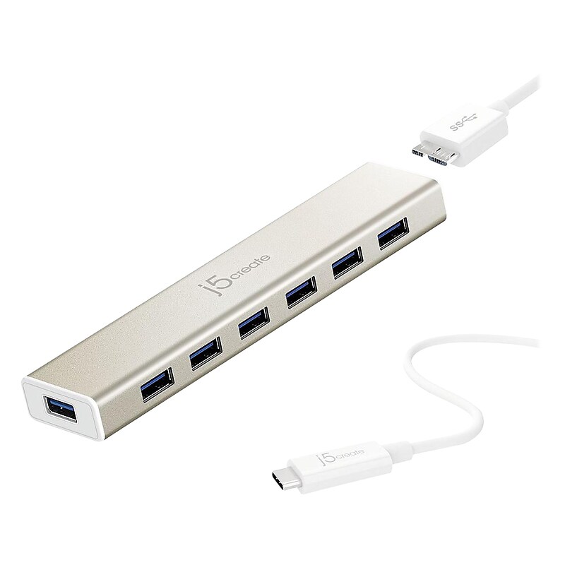 j5create 7-Port USB 3.0 Hub, Silver (JCH377US) image 1