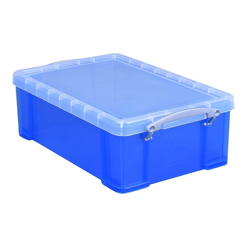 Really Useful Box 8.56 Qt. Snap Lid Storage Bin, Transparent Blue (8.1TB) image 1