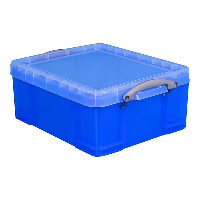 Really Useful Box 17.96 Qt. Snap Lid Storage Bin, Transparent Blue (US17TB) image 1