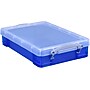 Really Useful Box 4.23 Qt. Lift Off Lid Storage Bin, Transparent Blue (US4-TB)~#|#~sp56580718_sc7