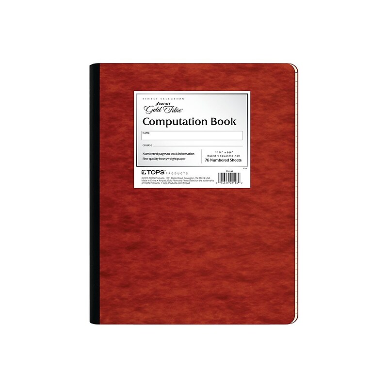 Ampad Gold Fibre Computation Notebook, 9.38" x 11.75", Graph Ruled, 76 Sheets, Red (TOP 22-156) image 1
