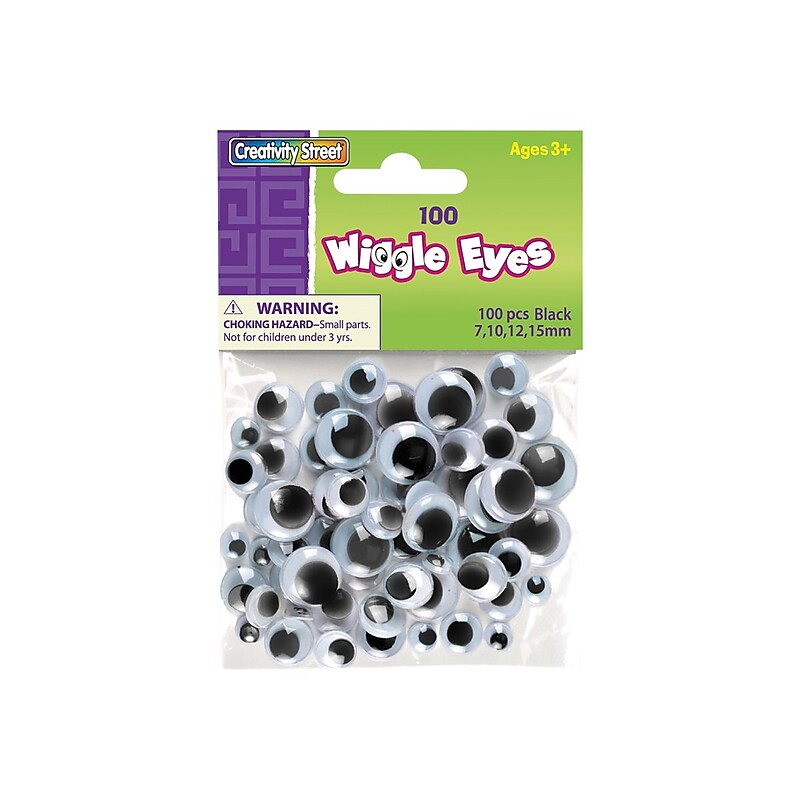 Pacon Creativity Street Wiggle Eyes Craft Materials, Black, 100/Pack (PAC3446-02) image 1