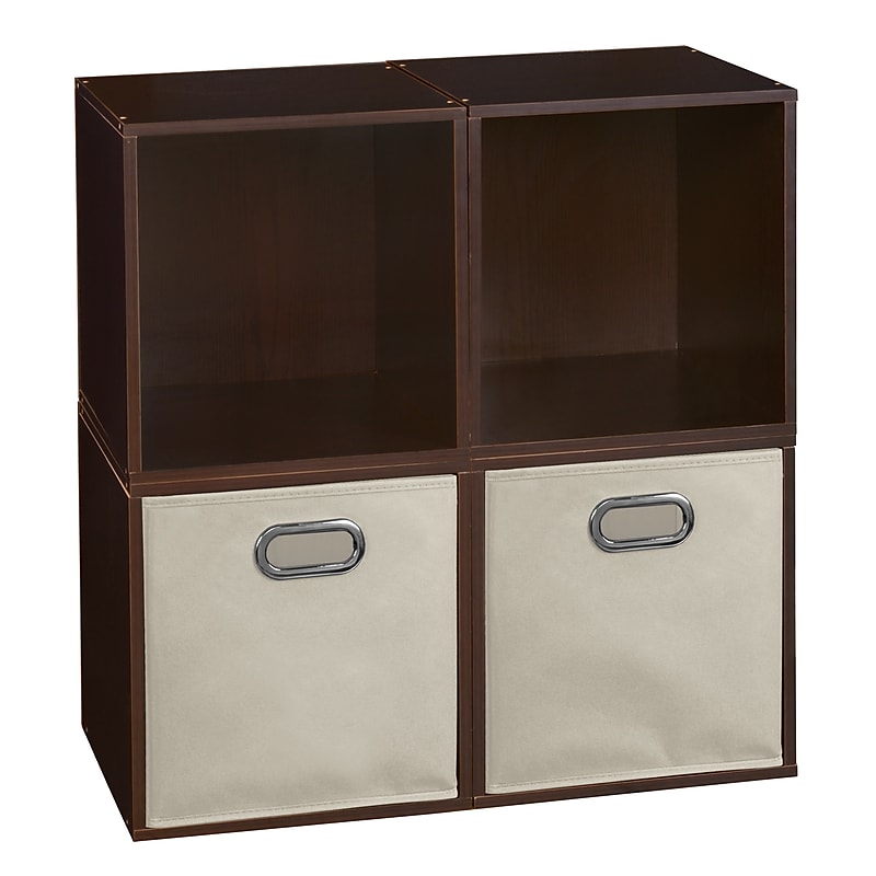 Niche Cubo Storage Set, 4 Cubes and 2 Canvas Bins, Truffle/Natural (PC4PKTF2TOTE) image 1