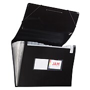 JAM Paper® 13 Pocket Plastic Expanding File, Accordion Folders, Legal Size, 10 x 15, Black, 24/Pack (2163584B)