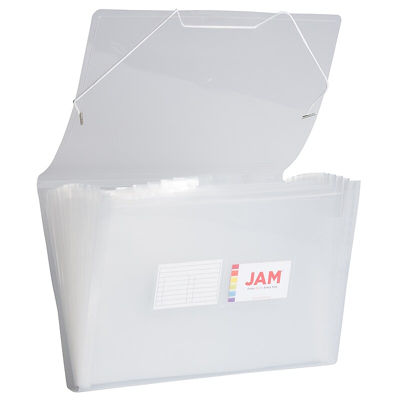 JAM Paper® 13 Pocket Plastic Expanding File, Accordion Folders, Legal Size, 10 x 15, Clear, Sold Individually (2167014) image 1