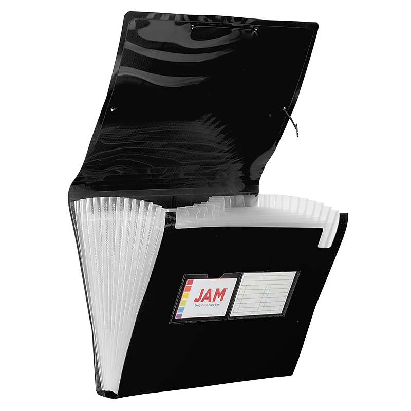 JAM Paper® 13 Pocket Plastic Expanding File, Accordion Folders, Letter Size, 9 x 13, Black, Sold Individually (2163591) image 1
