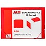JAM Paper 13 Pocket Plastic Expanding File, Accordion Folders, Letter Size, 9 x 13, Red, 24/Pack (21621715B)~#|#~sp56792519_sc7