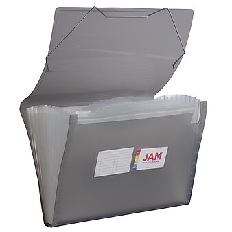 JAM Paper® 13 Pocket Plastic Expanding File, Accordion Folders, Legal Size, 10 x 15, Smoke Grey, Sold Individually (419EX13SM)