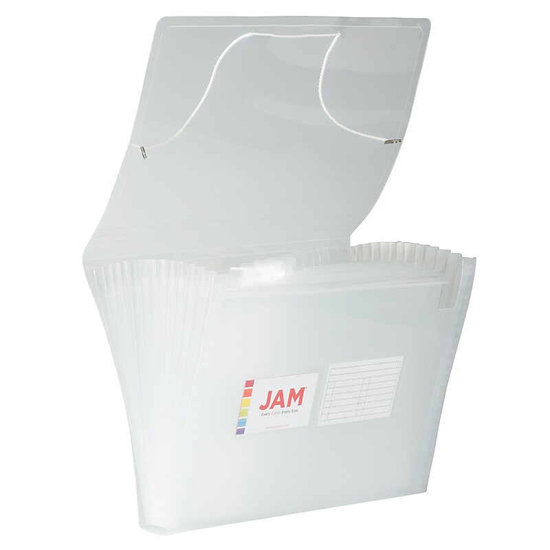 JAM Paper® 13 Pocket Plastic Expanding File, Accordion Folders, Letter Size, 9 x 13, Clear, 24/Pack (2163590B) image 1