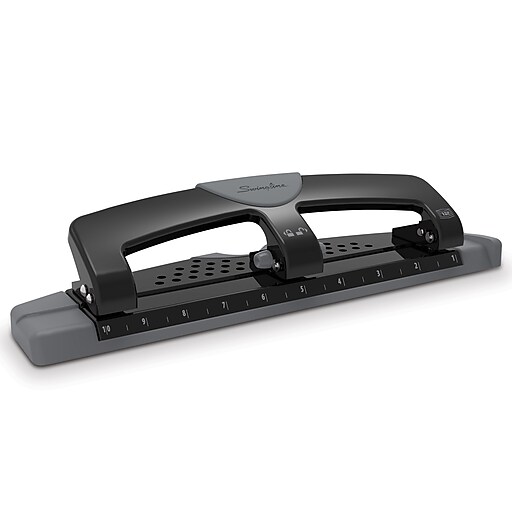 Basics 3 Hole Punch, 10 Sheet Capacity, Black, Silver