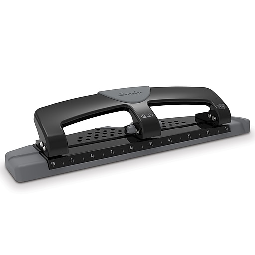 Swingline 3 Hole Punch Black/Gray 20 Sheet Punch Capacity SmartTouch Metal Paper Punch Low Force 74133 Home Office Supplies Desktop Hole Puncher 3 Ring Portable Desk Accessories 