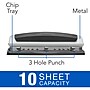 Swingline Precision Pro Desktop Adjustable Hole Punch, 10 Sheet Capacity, Black/Silver (74037)~#|#~sp56801103_sc7