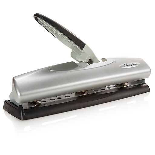 Swingline 40-Sheet LightTouch Two-to-Seven-Hole Punch 9/32 Holes Black/Gray