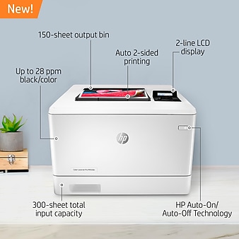 HP LaserJet Pro M454dn USB & Network Ready Color Laser Printer with Duplexing, White (W1Y44A#BGJ)