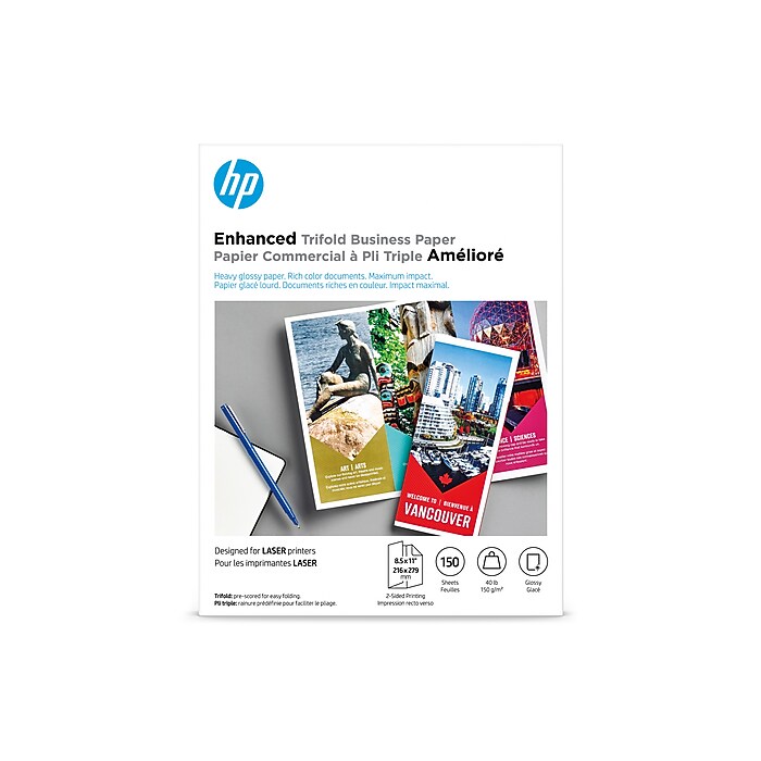 HP Enhanced Glossy Tri-Fold Business Paper, 8.5