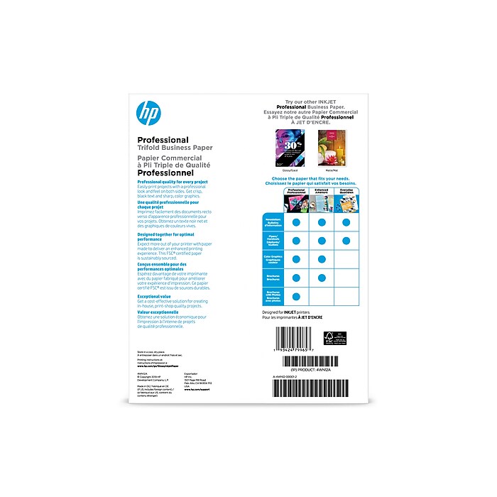 HP Enhanced Glossy Tri-Fold Business Paper, 8.5