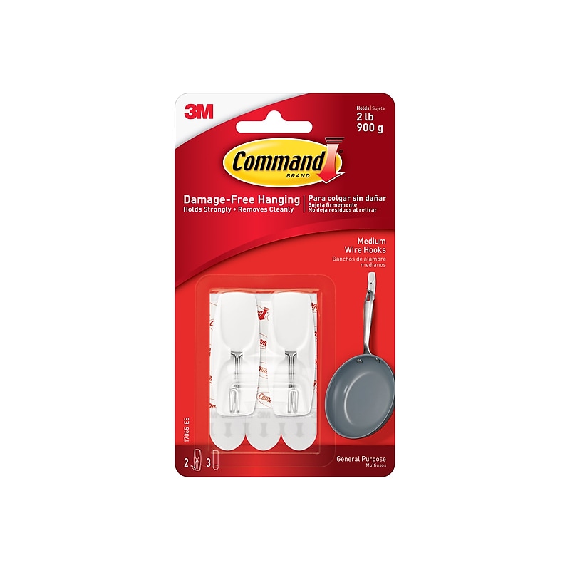 Command Medium Wire Hook, 2 lb., White, 2/Pack (17065-ES) image 1