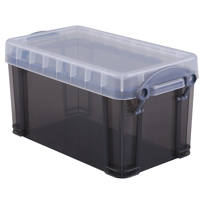 Really Useful Box 2.22 Qt. Flat Lid Storage Bin, Transparent Smoke (2.1TSMK) image 1