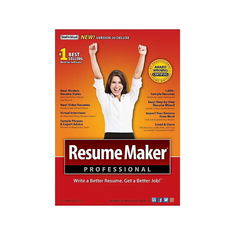Individual Software ResumeMaker Professional Deluxe 20 for 1 User, Windows, CD (IND945800F002) image 1