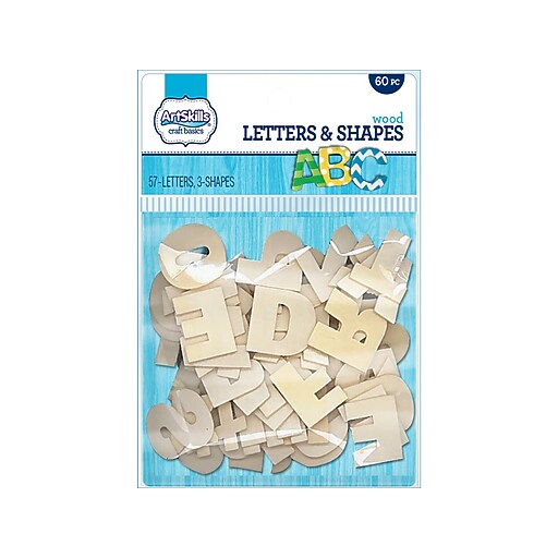 ArtSkills Text Letters and Shapes, Natural Wood, 60/Pack Staples