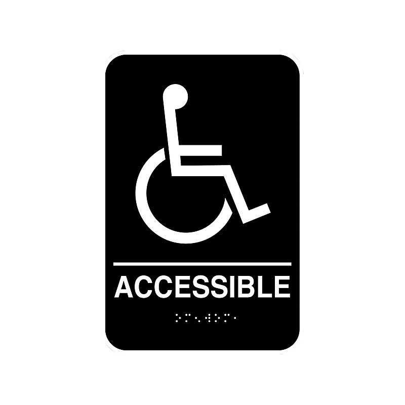 Cosco ADA Accessible Indoor Wall Sign, 6" x 9", Black/White (098094) image 1