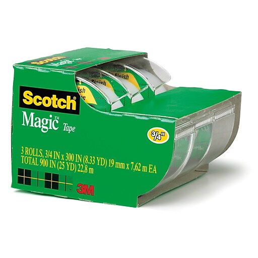 4 PACK Scotch Magic Tape #106  3/4 in x 300 inches with Refillable Dispenser 