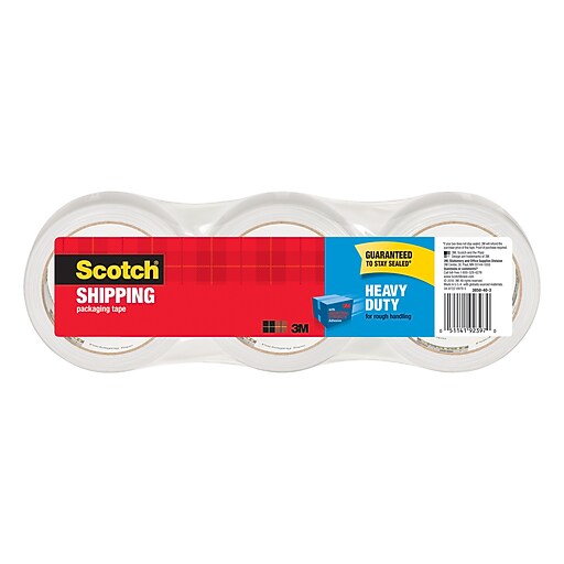 Scotch Heavy Duty Packing Tape, 1.88" x 43.7 yds., Clear, 3/Pack (3850