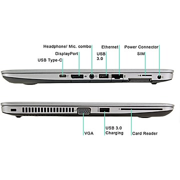 HP EliteBook 840 G3 14" Refurbished Notebook, Intel Core i5-6300U 2.4GHz Processor, 8GB Memory, 512GB SSD, Windows 10 Pro