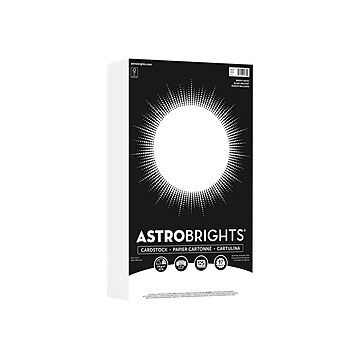 Astrobrights Cardstock Paper, 65 lbs, 8.5" x 14", Bright White, 125/Pack (91670)