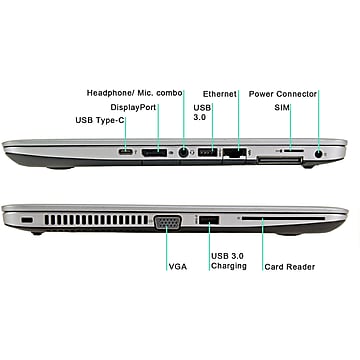 HP EliteBook 840 G3 14" Refurbished Notebook, Intel Core i5-6300U 2.4GHz Processor, 8GB Memory, 256GB SSD, Windows 10 Pro