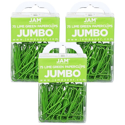JAM Paper Jumbo Paper Clips, Lime Green, 3/Pack (21830627B) | Staples