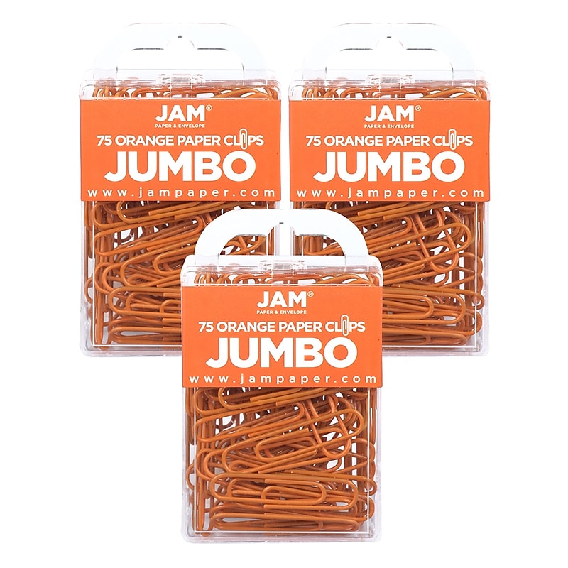 JAM Paper Jumbo Paper Clips, Orange, 3/Pack (42186871B) image 1