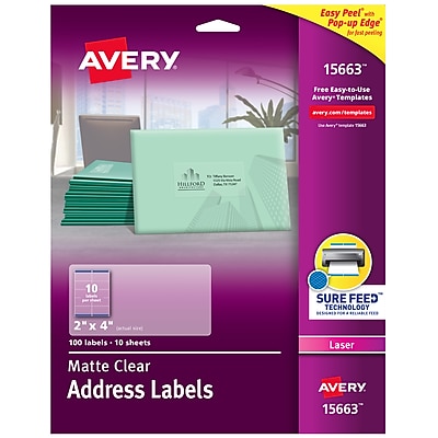 Avery Trueblock Shipping Labels Sure Feed Technology Permanent Adhesive 2 X 4 1 000 Labels 8463