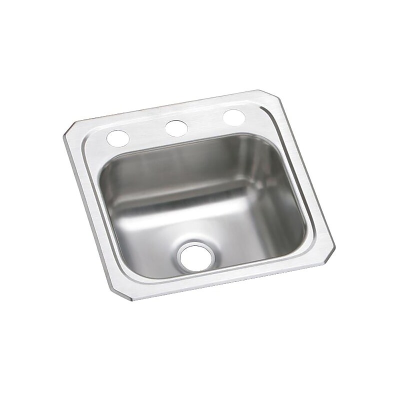 Elkay Celebrity 15" x 15" x 6-1/8", Single Bowl Top Mount Bar Sink, Brushed Satin (BCR152) image 1