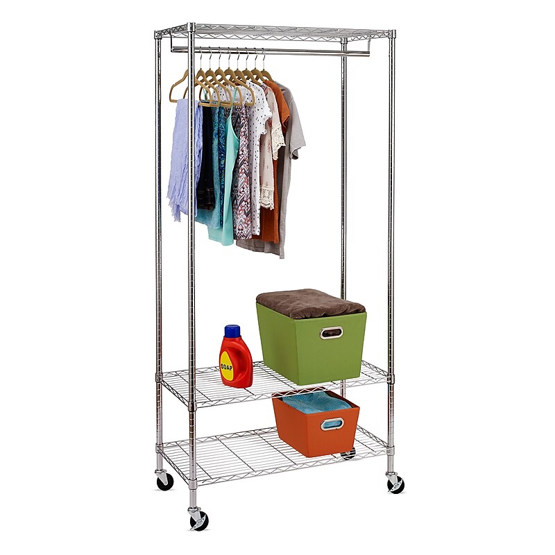 Honey Can Do 3-Shelf Deluxe Garment Rack, Chrome-Plated Steel (GAR-02079) image 1