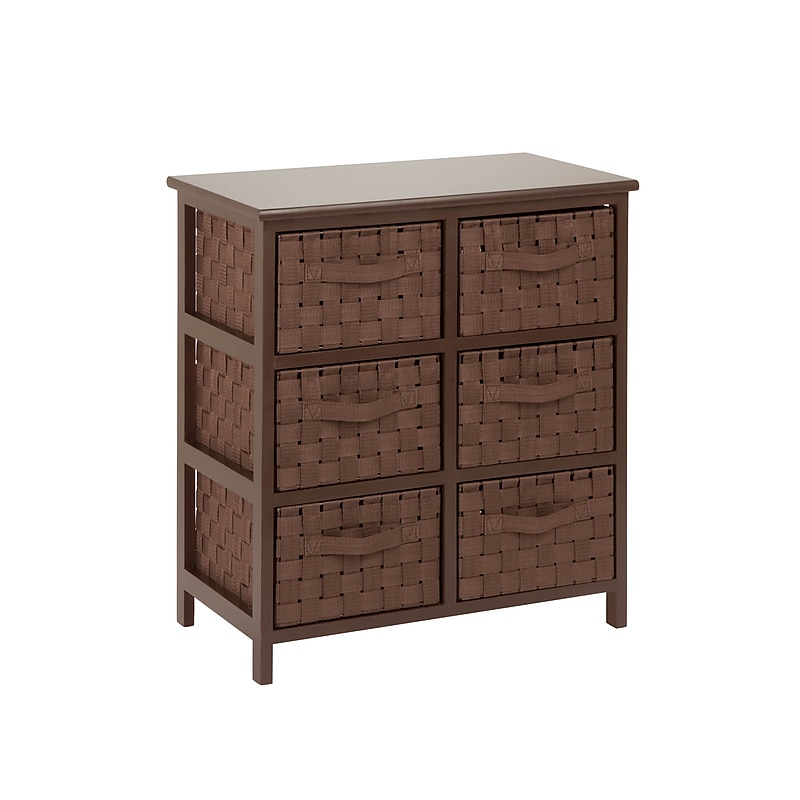 Honey-Can-Do Woven Strap 6 Drawer Storage Chest with Wooden Frame, Java Brown (TBL-03758) image 1