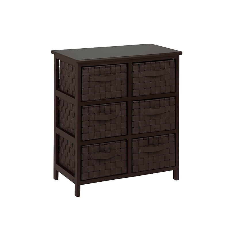 Honey Can Do Woven Strap 6 Drawer Chest with Wooden Frame, Espresso Black (TBL-03759) image 1