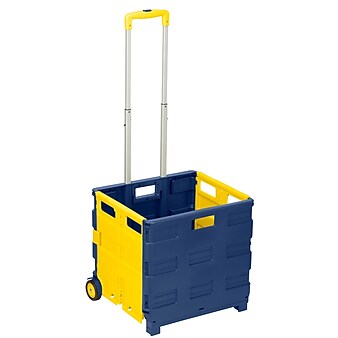 Honey Can Do Foldable Rolling Cart, Blue/Yellow (CRT-03622)