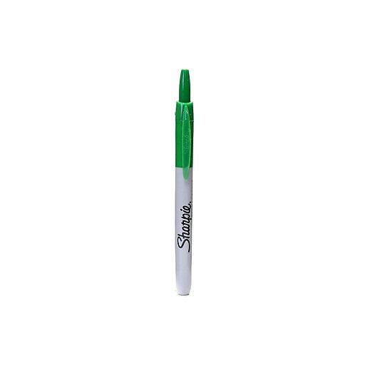 Sharpie Retractable Permanent Markers, Fine Tip, Green, 12/Pack (36704