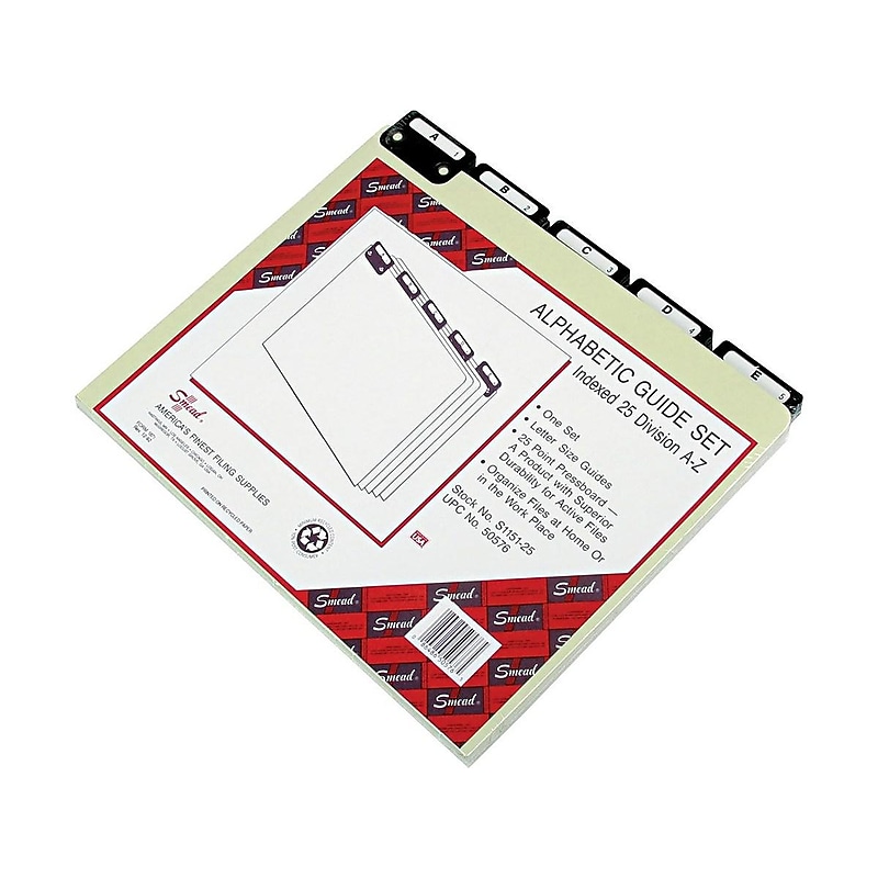 Smead Heavy Duty File Guide, 1/5 Cut Tab, Letter Size, Gray/Green, 25/Set (50576) image 1