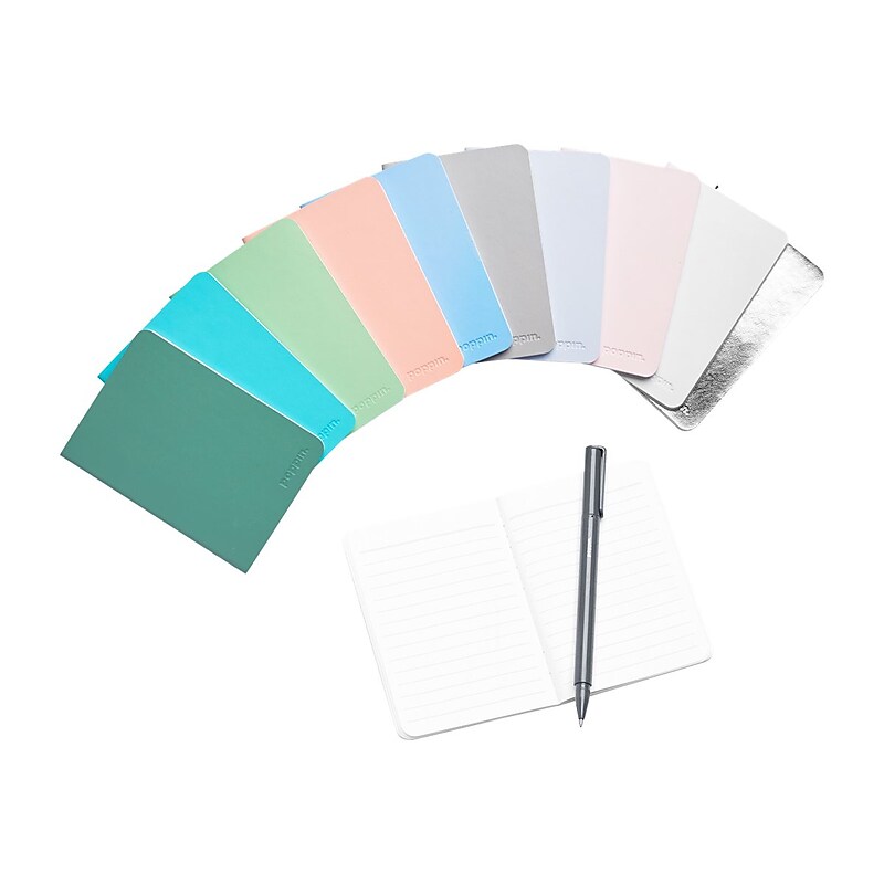 Poppin Mini Medley Pocket Notebook, 3.5" x 5", College Ruled, 32 Sheets, Assorted Colors, 10/Set (104452-US) image 1
