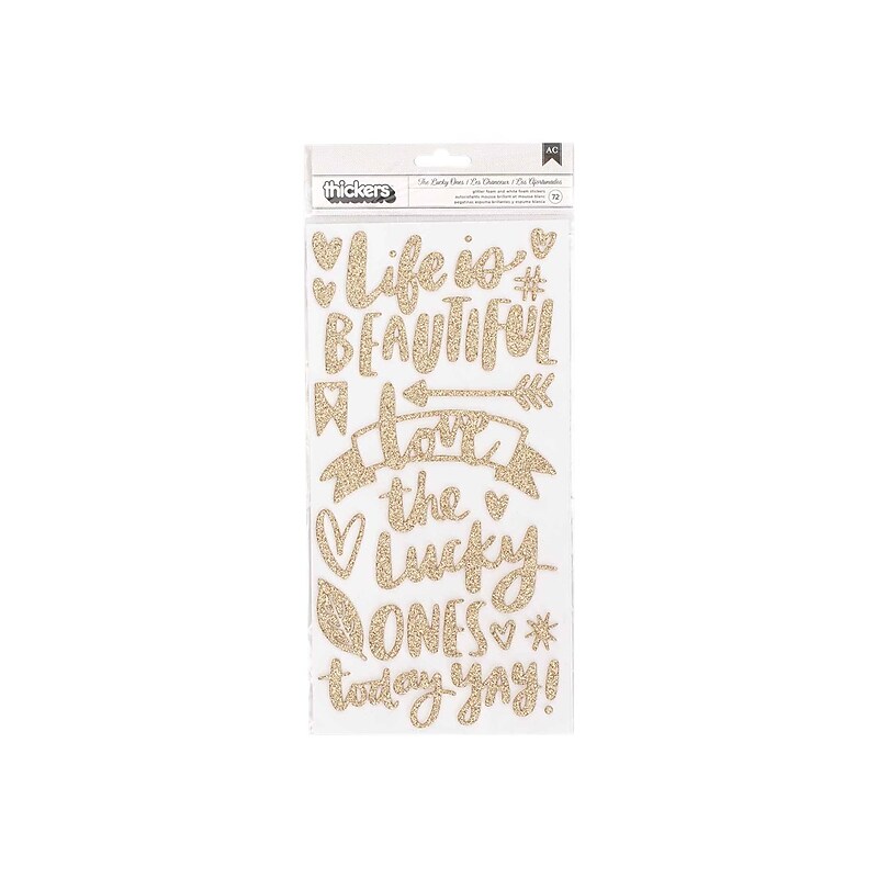 American Crafts Hustle & Heart Sticker Kit, Gold/White (341887) image 1