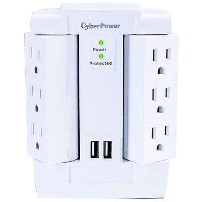 CyberPower Professional Series 6-Outlet Swivel Surge Protector, 2 USB, 1200 Joules, White (CYBSP600WSURC2) Sansujyuku sansujyuku.com