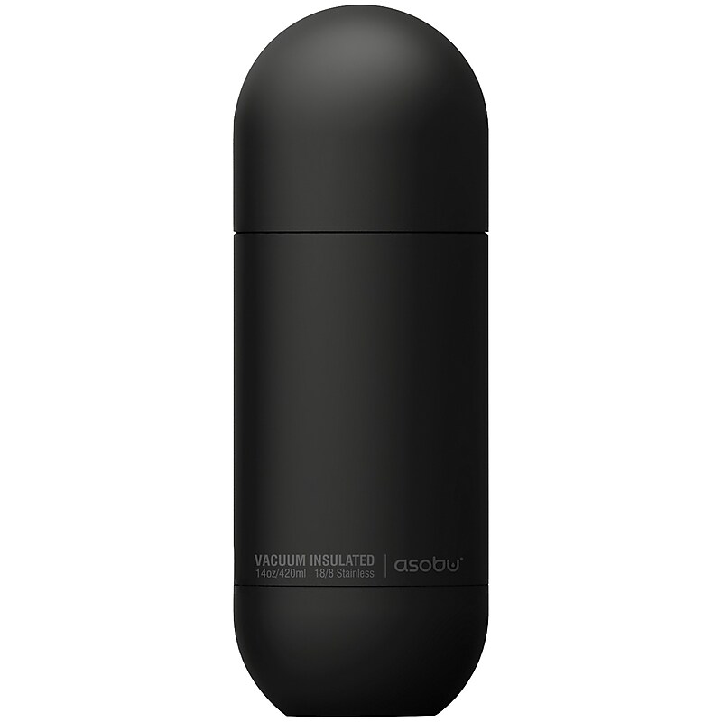 ASOBU Orb Stainless Steel Vacuum Insulated Water Bottle, 14 oz., Black (ADNASBV30BK) image 1