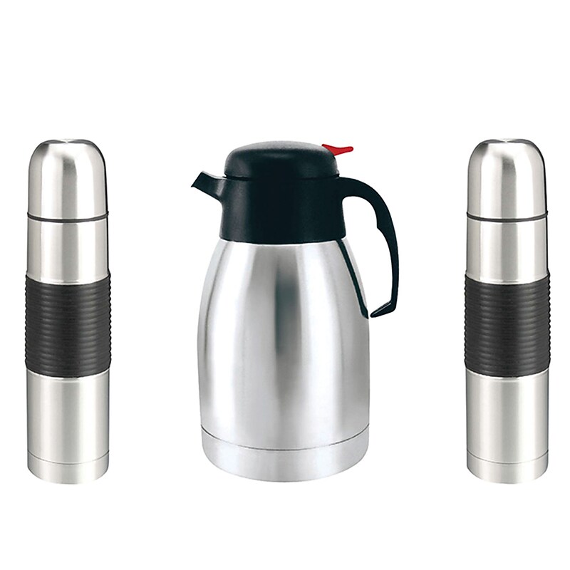 Brentwood Stainless Steel Vacuum Insulated Coffee Carafe and Thermoses, Black & Silver, 2/Pack, /Bundle (KITBTWEC04) image 1