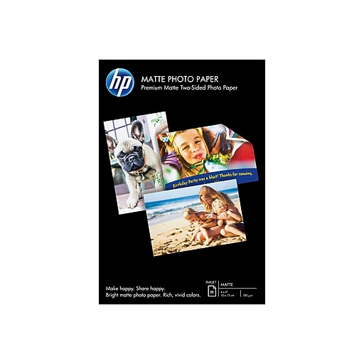 HP Matte Photo Paper, 4" x 6", 25/Pack (6QH46A) Staples